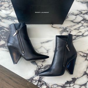 Saint Laurent black leather booties size 41 (runs small, will fit size 40)
